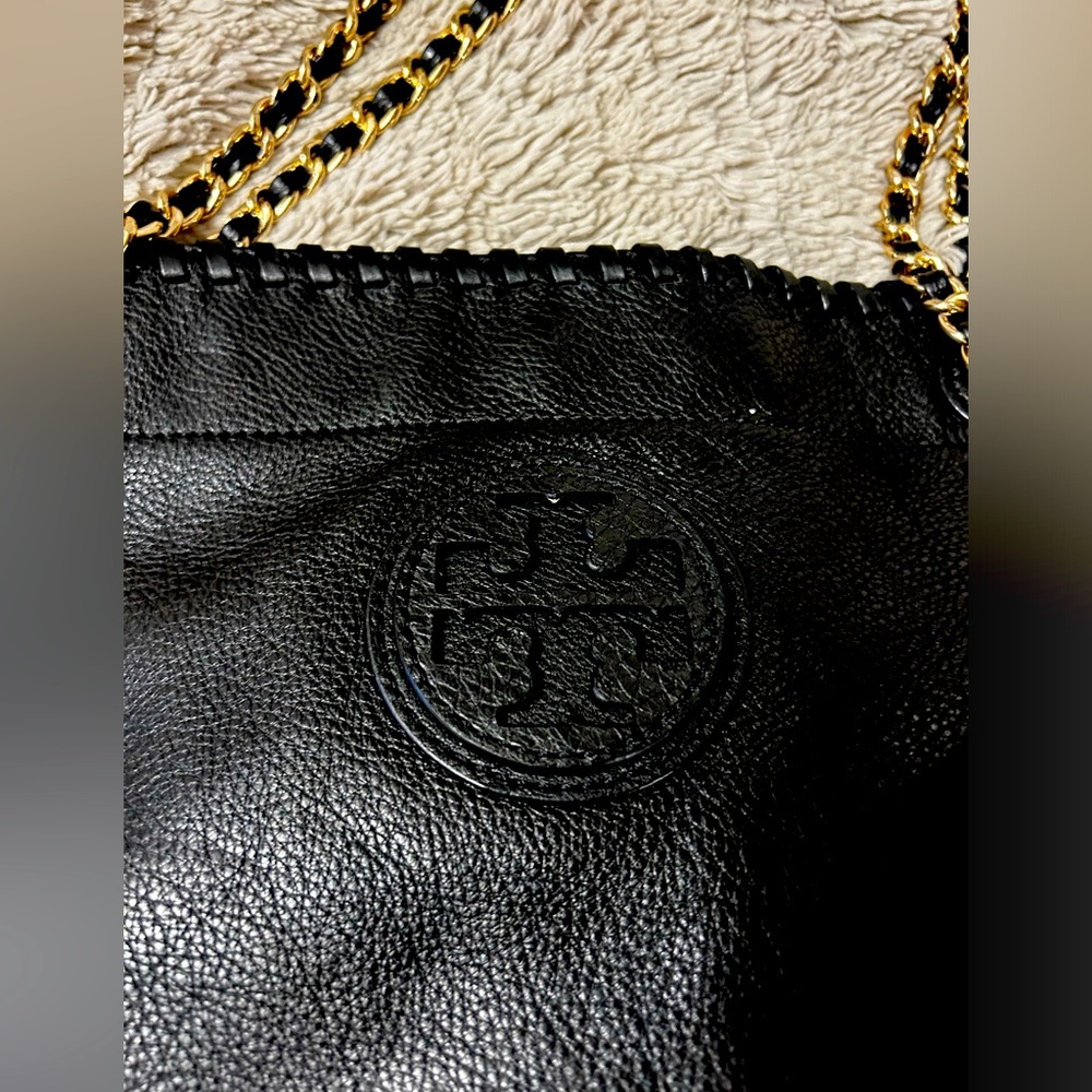Tori Burch Convertible Shoulder and Crossbody Bag Black Leather